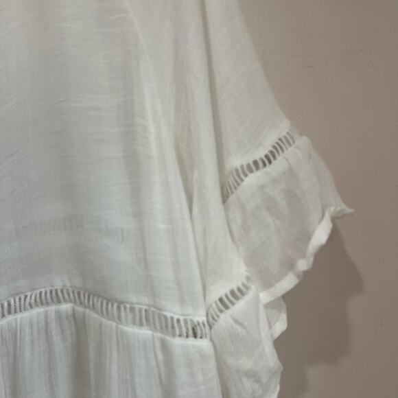 Cupshe White Ladder Cutout Tiered Cover Up Beach Shirt Dress Size M Resort - Picture 4 of 9